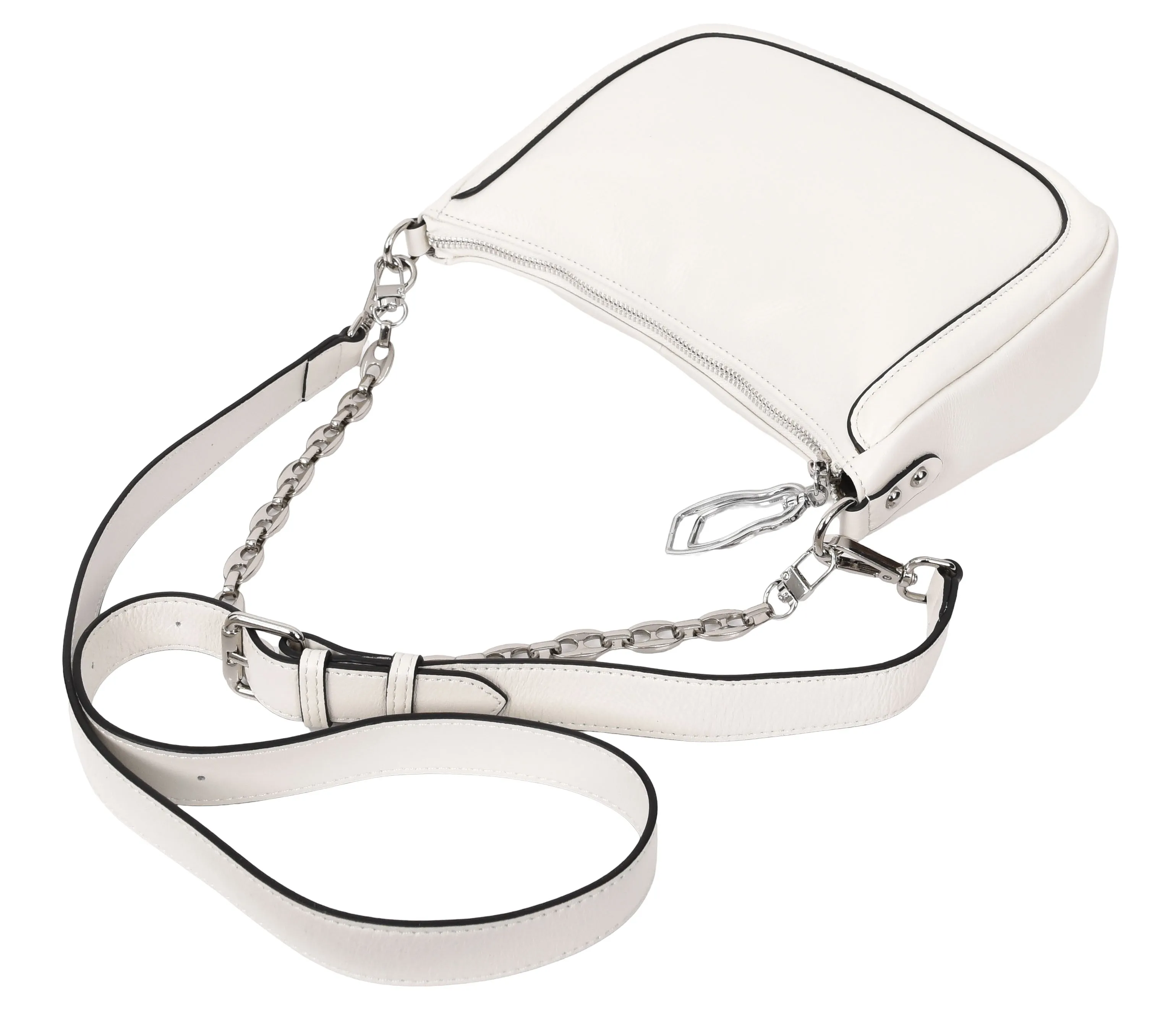 Blingstrap Women Leather Cross-Body Strap Handbag White