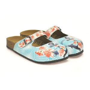 Blue & Coral Floral Anchor Clogs CAL804