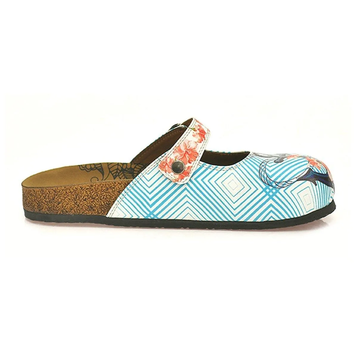 Blue & Coral Floral Anchor Clogs CAL804