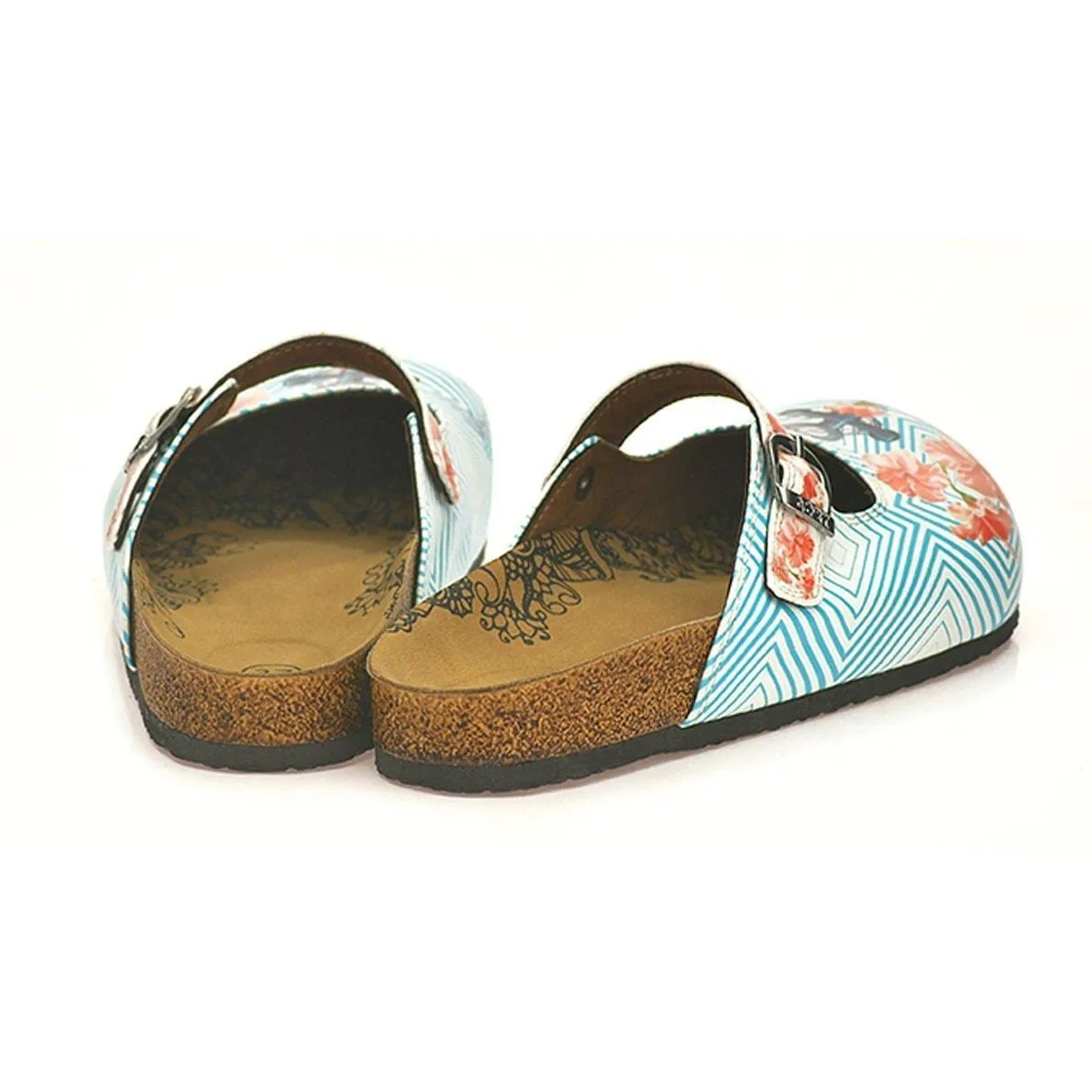 Blue & Coral Floral Anchor Clogs CAL804