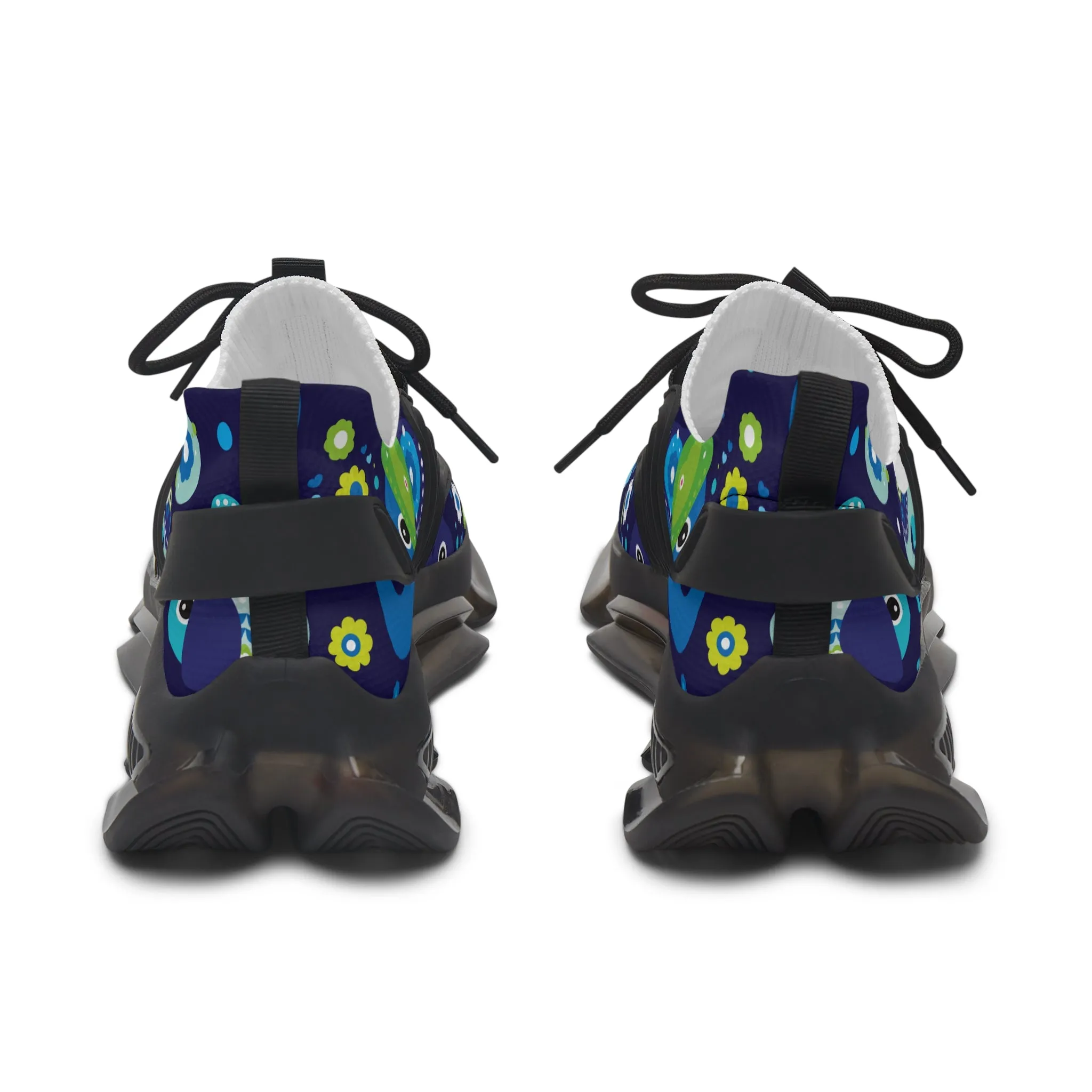 Blue and Green Elephant Women's Mesh Sneakers