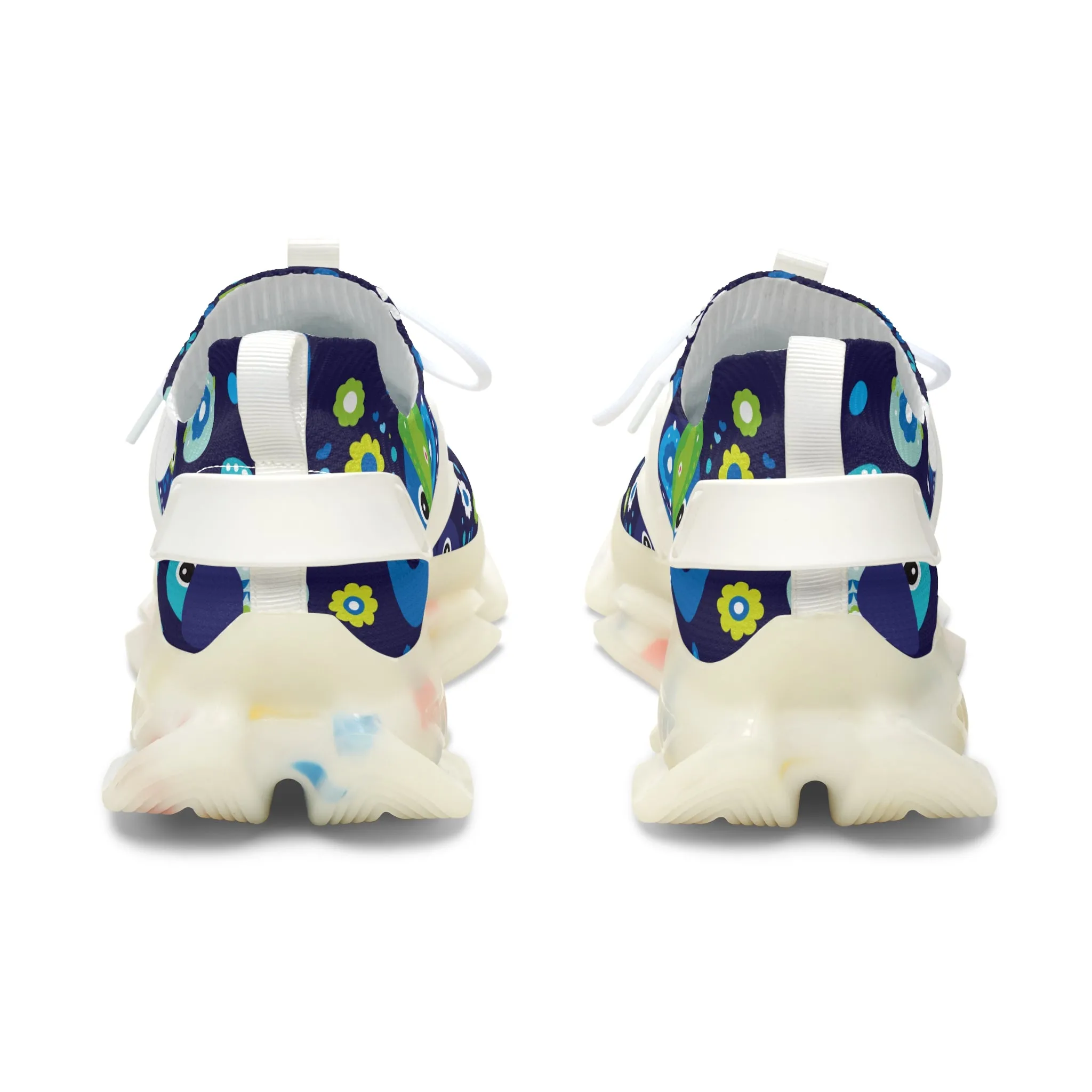 Blue and Green Elephant Women's Mesh Sneakers
