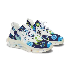 Blue and Green Elephant Women's Mesh Sneakers