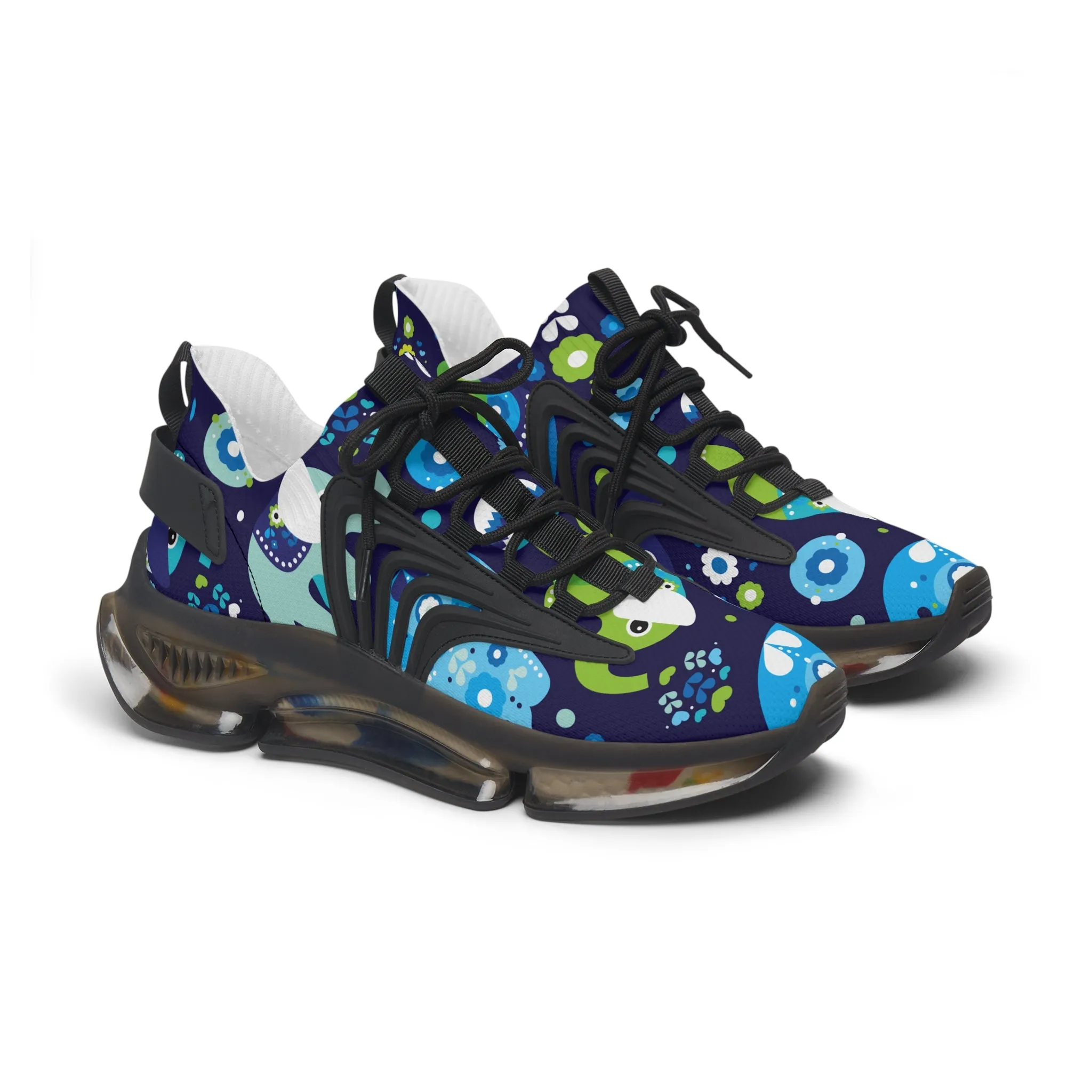 Blue and Green Elephant Women's Mesh Sneakers