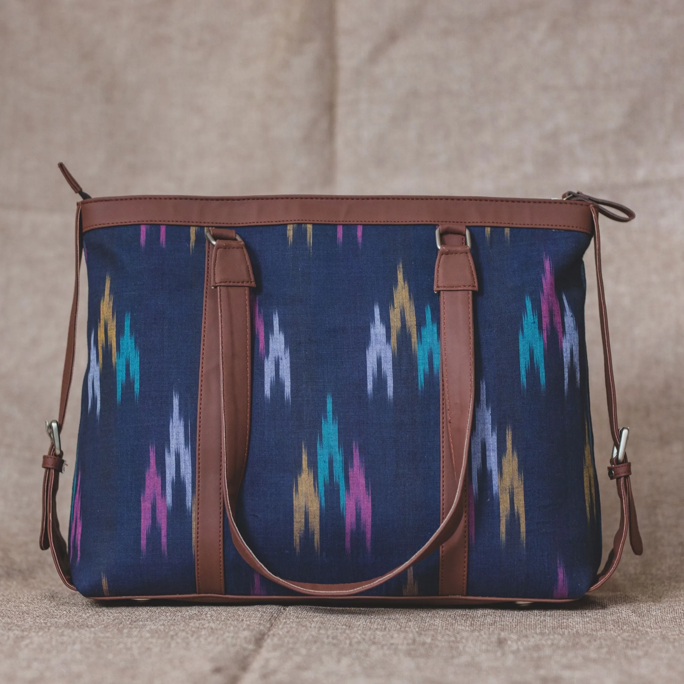 Blue Multi Strip Women's Office Bag