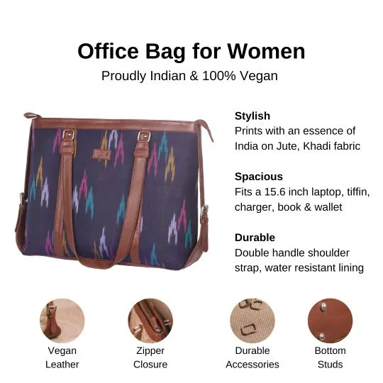Blue Multi Strip Women's Office Bag
