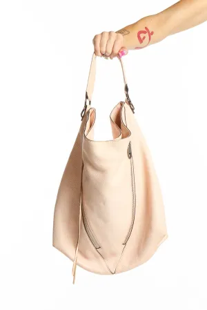 Blush Leather Hobo Shoulder Bag