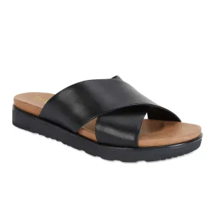 Bold Slide in Black Leather