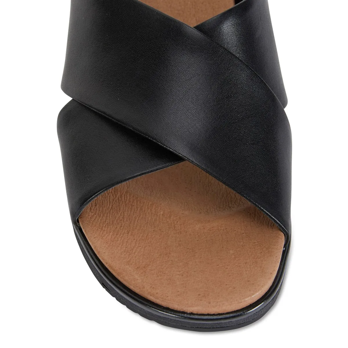 Bold Slide in Black Leather