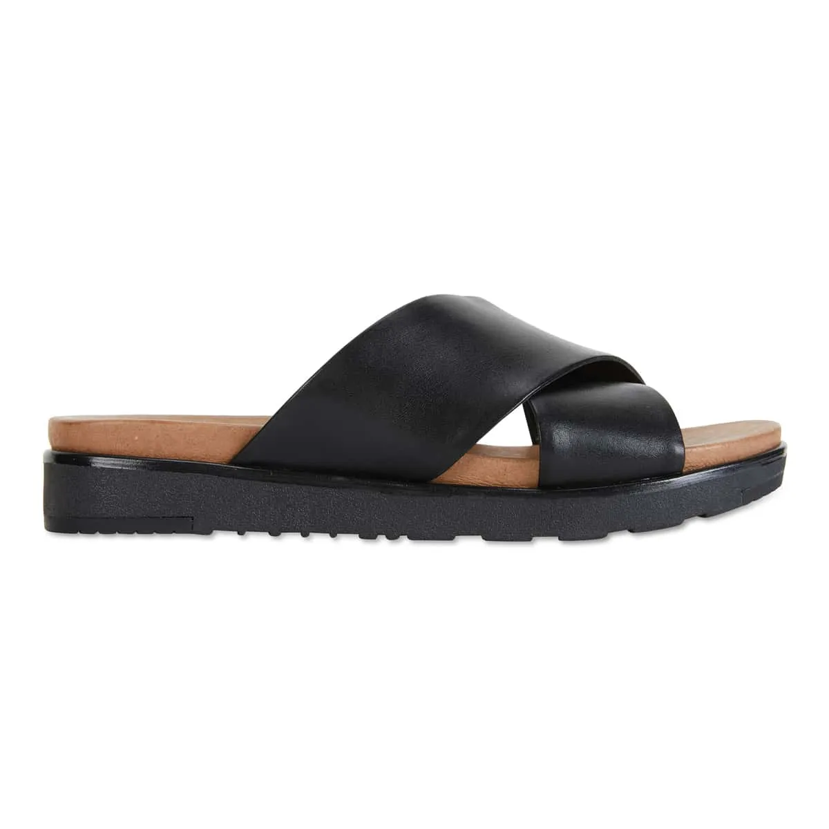 Bold Slide in Black Leather
