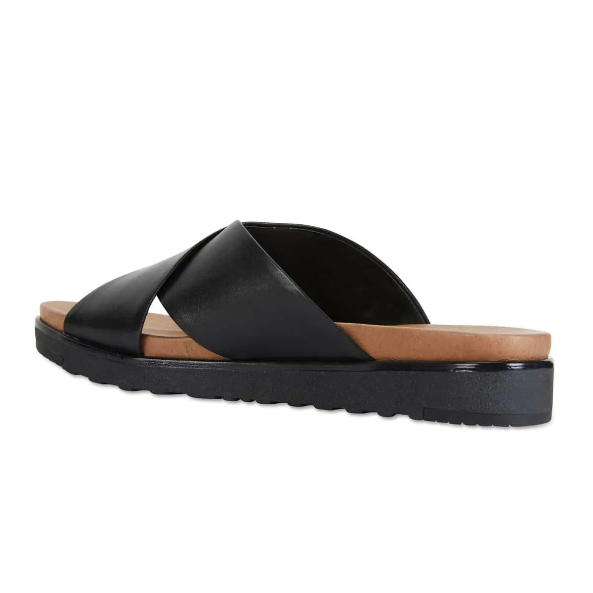 Bold Slide in Black Leather