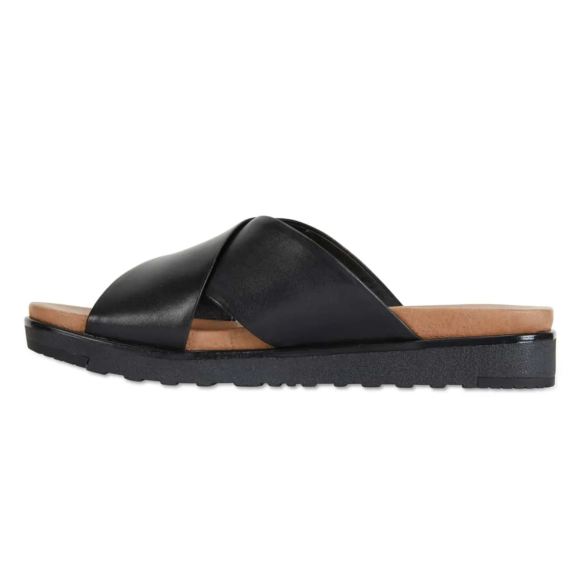 Bold Slide in Black Leather