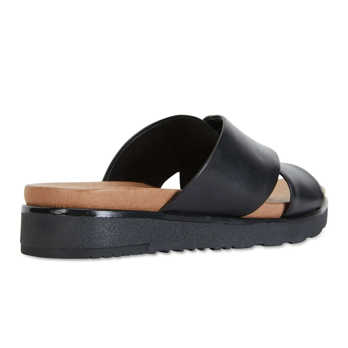 Bold Slide in Black Leather