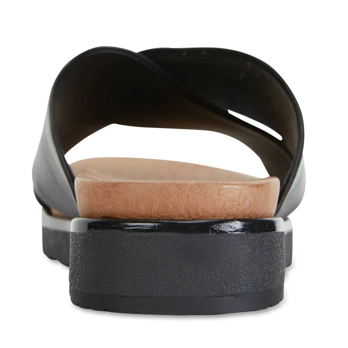 Bold Slide in Black Leather