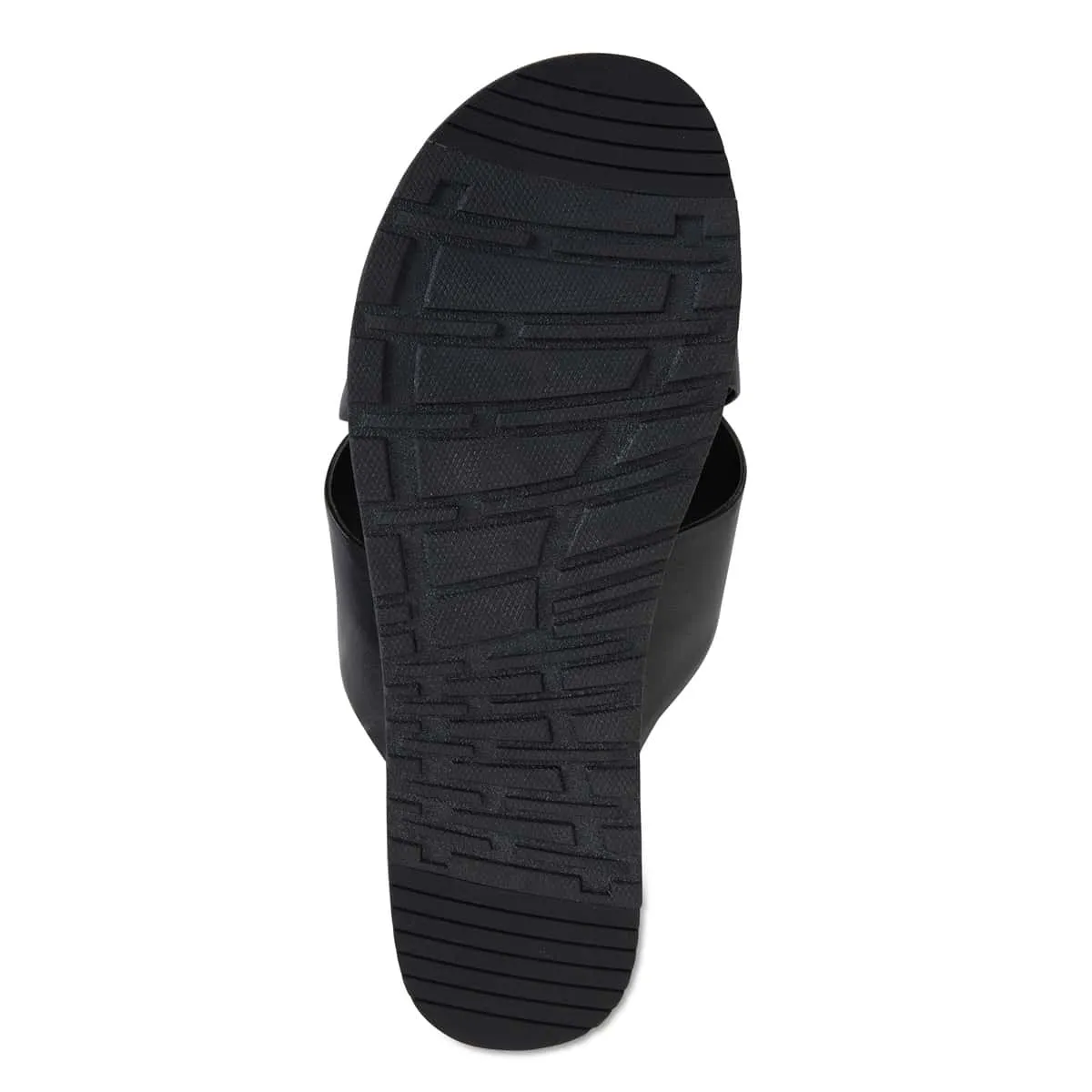 Bold Slide in Black Leather