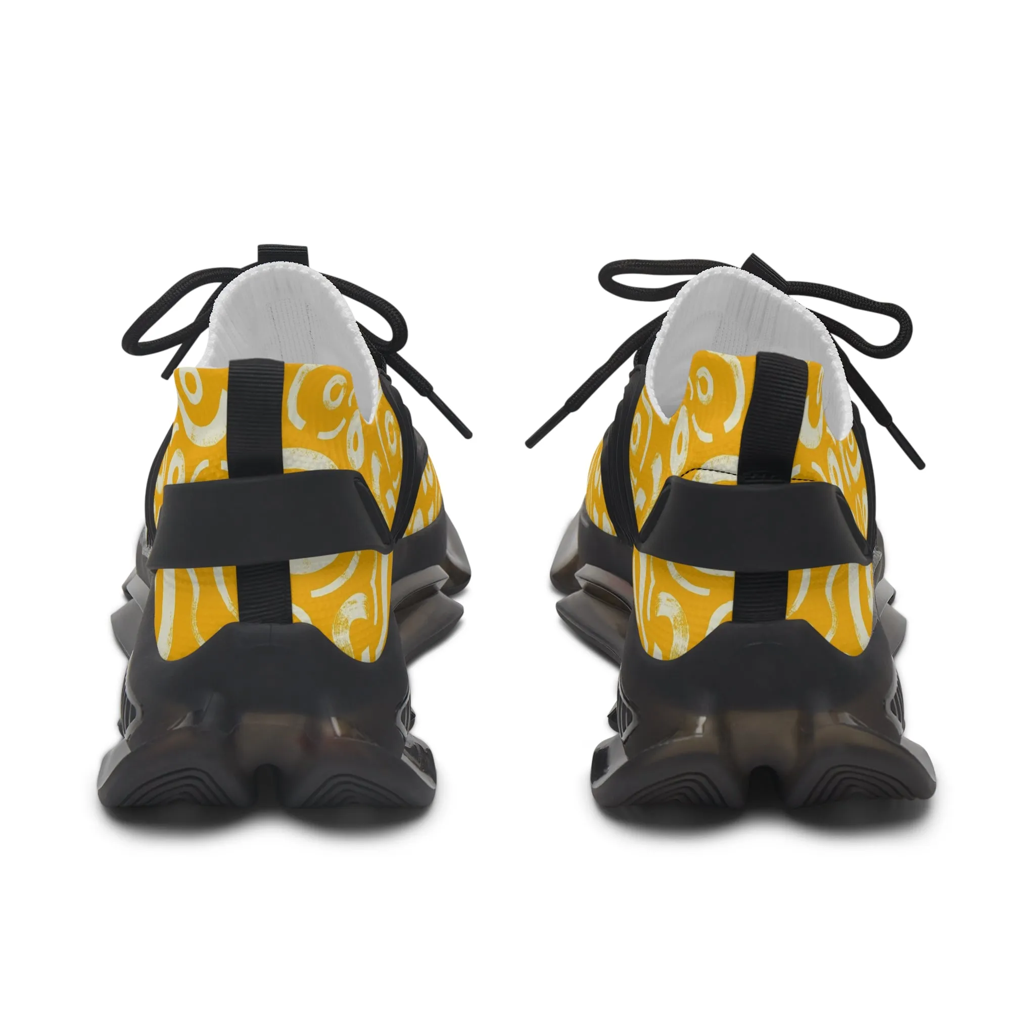 Bold Yellow Circular Shapes Women's Mesh Sneakers