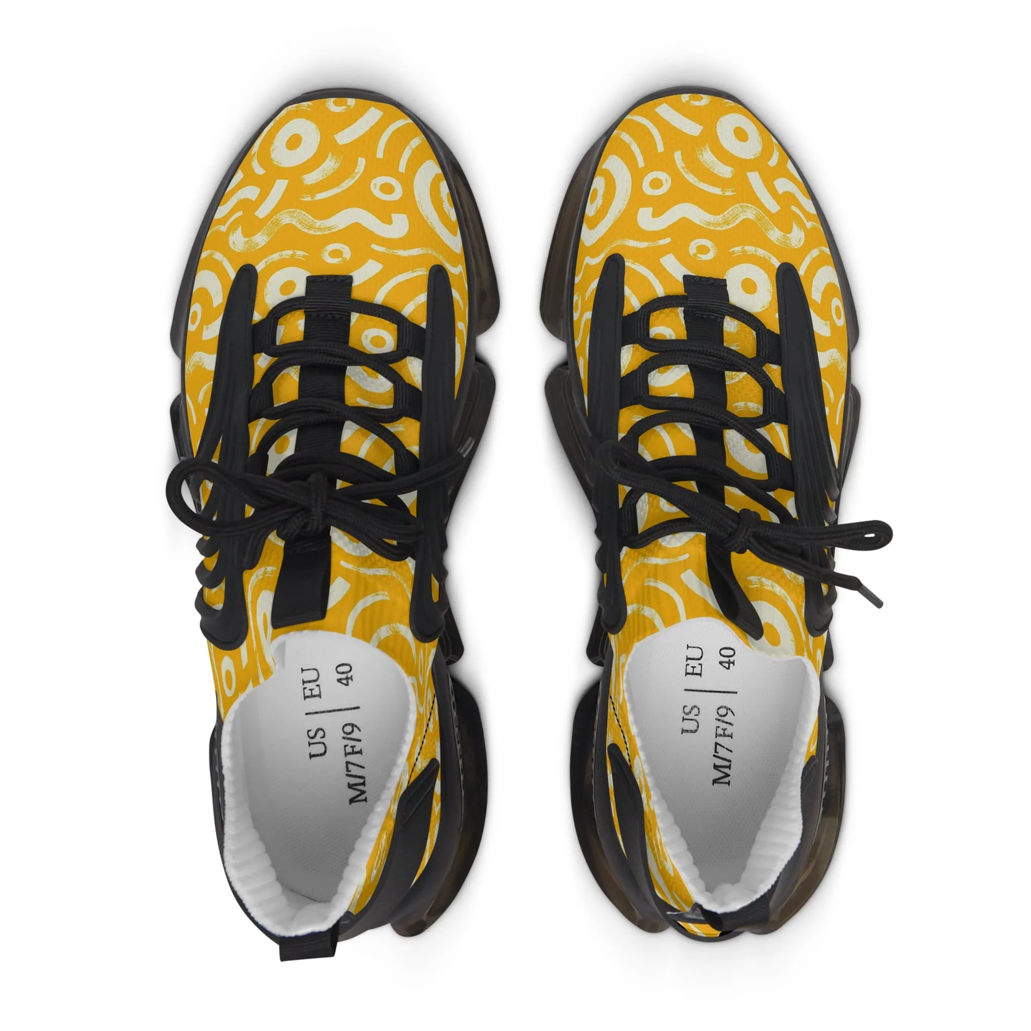 Bold Yellow Circular Shapes Women's Mesh Sneakers