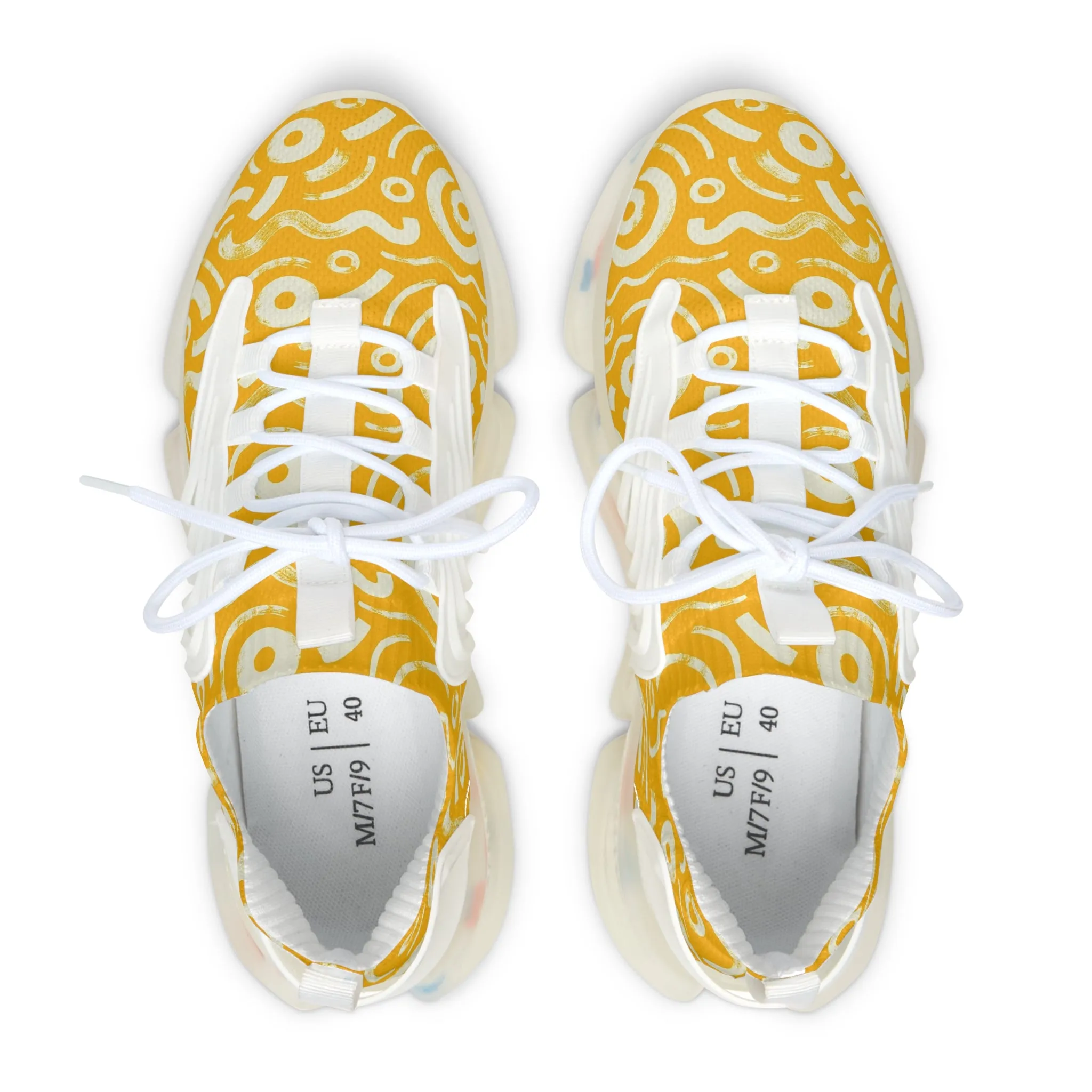 Bold Yellow Circular Shapes Women's Mesh Sneakers