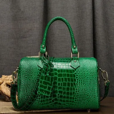 Boston Bag Genuine Leather Women Bag\Handbag Leopard Pattern Ladies' Tote Pillow Bag Cowhide Big Shoulder Bags Crossbody Bag~B55