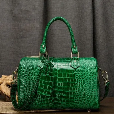 Boston Bag Genuine Leather Women Bag\Handbag Leopard Pattern Ladies' Tote Pillow Bag Cowhide Big Shoulder Bags Crossbody Bag~B55
