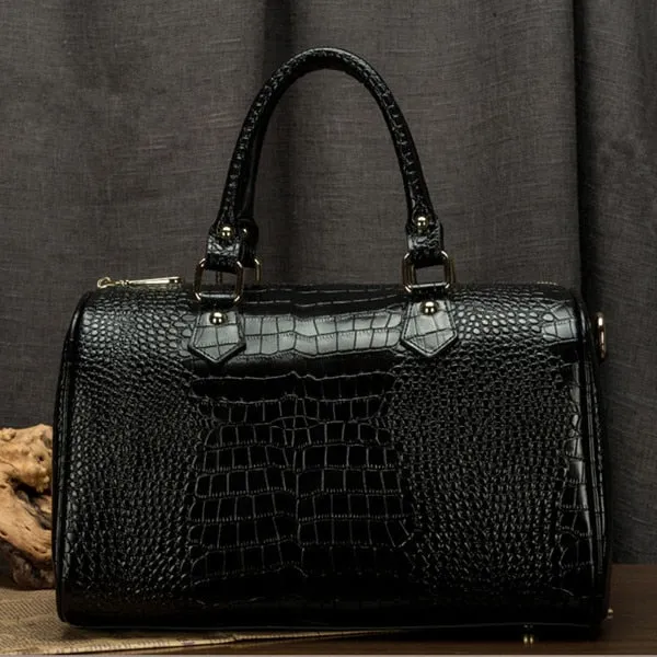 Boston Bag Genuine Leather Women Bag\Handbag Leopard Pattern Ladies' Tote Pillow Bag Cowhide Big Shoulder Bags Crossbody Bag~B55