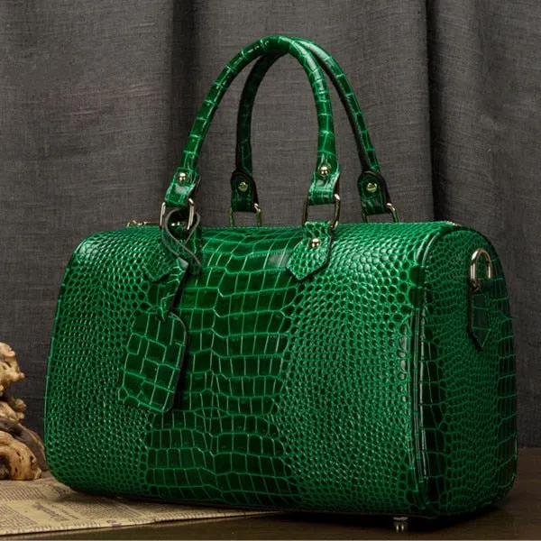 Boston Bag Genuine Leather Women Bag\Handbag Leopard Pattern Ladies' Tote Pillow Bag Cowhide Big Shoulder Bags Crossbody Bag~B55