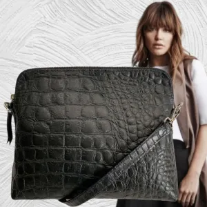 Box XXL. Black leather messenger bag
