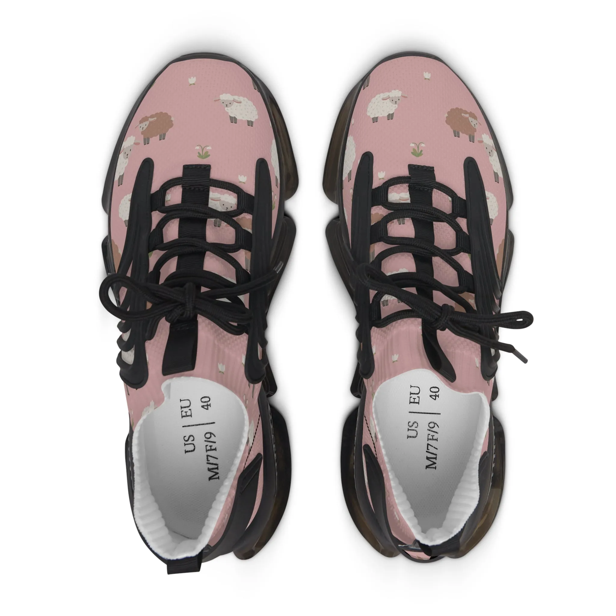 Brown and White Sheeps Women's Mesh Sneakers