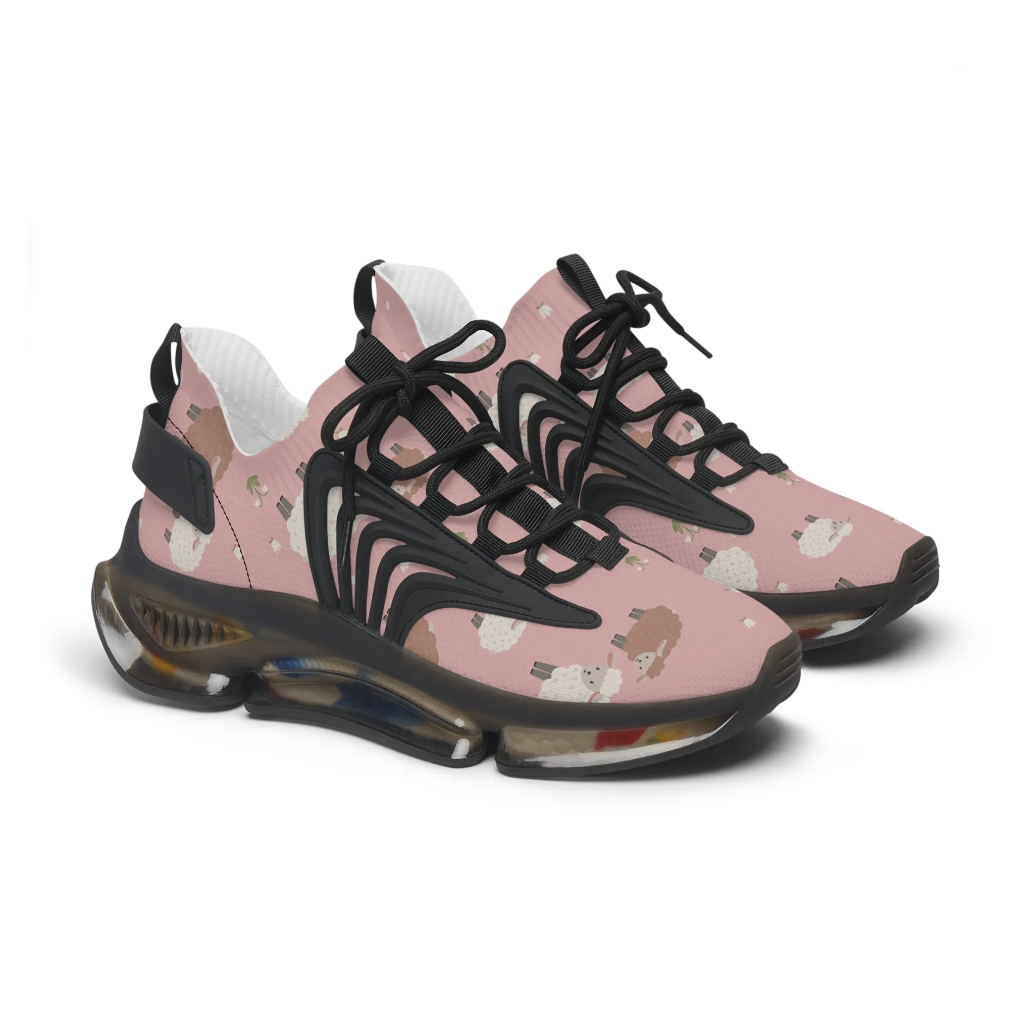 Brown and White Sheeps Women's Mesh Sneakers