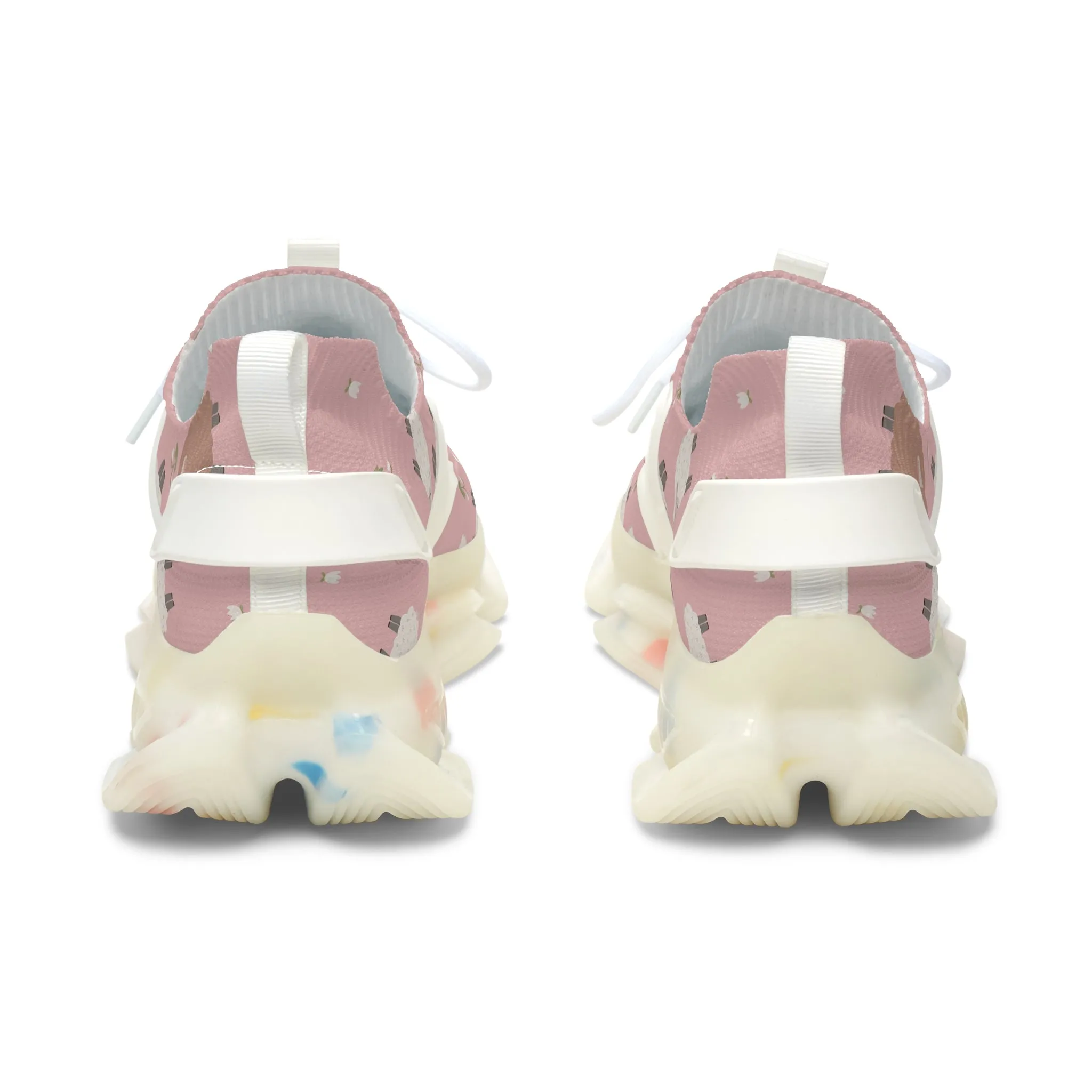 Brown and White Sheeps Women's Mesh Sneakers