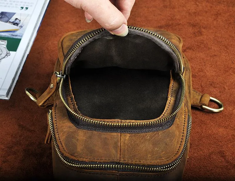 Brown Leather Sling Backpack Crossbody Sling Backpack Best Cross Body Sling Bag Mens Leather Sling Bags
