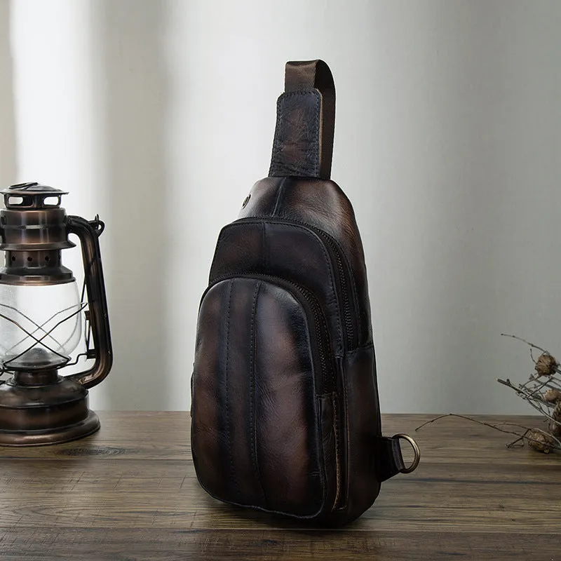 Brown Leather Sling Backpack Crossbody Sling Backpack Best Cross Body Sling Bag Mens Leather Sling Bags
