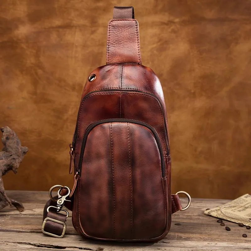Brown Leather Sling Backpack Crossbody Sling Backpack Best Cross Body Sling Bag Mens Leather Sling Bags