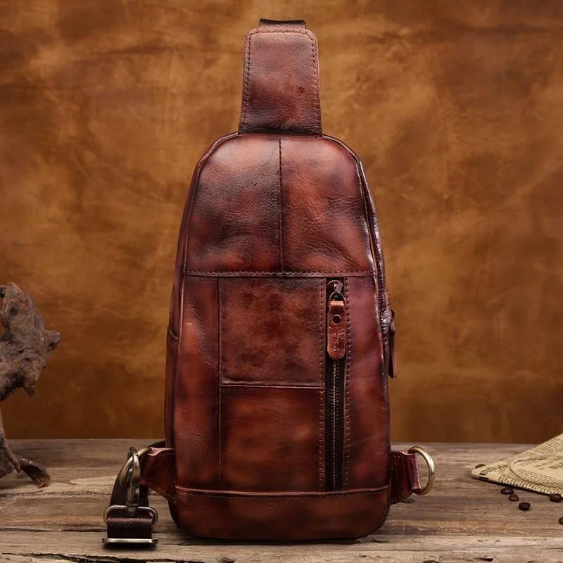 Brown Leather Sling Backpack Crossbody Sling Backpack Best Cross Body Sling Bag Mens Leather Sling Bags
