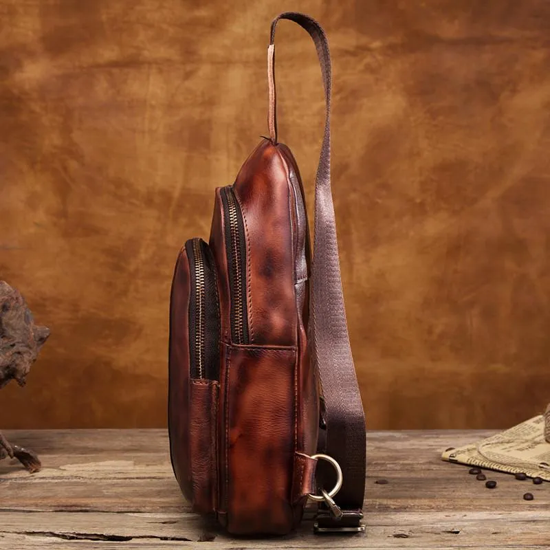 Brown Leather Sling Backpack Crossbody Sling Backpack Best Cross Body Sling Bag Mens Leather Sling Bags