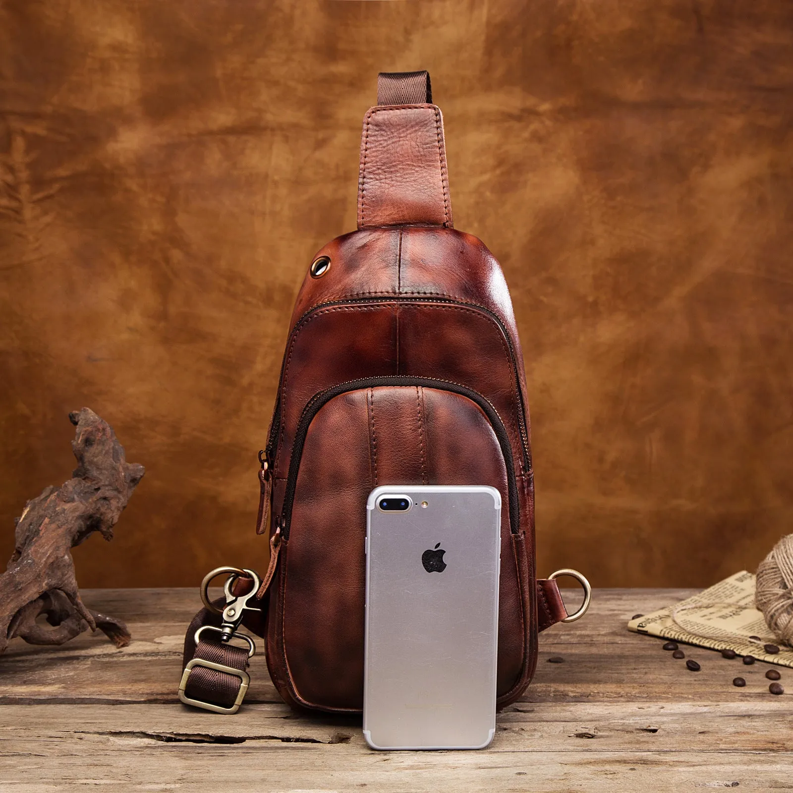 Brown Leather Sling Backpack Crossbody Sling Backpack Best Cross Body Sling Bag Mens Leather Sling Bags