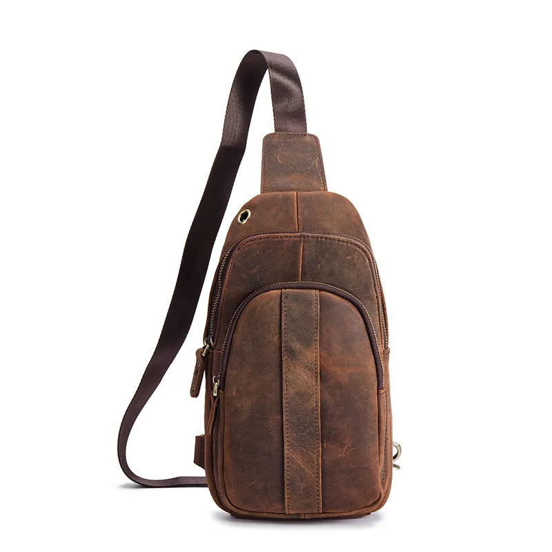 Brown Leather Sling Backpack Crossbody Sling Backpack Best Cross Body Sling Bag Mens Leather Sling Bags