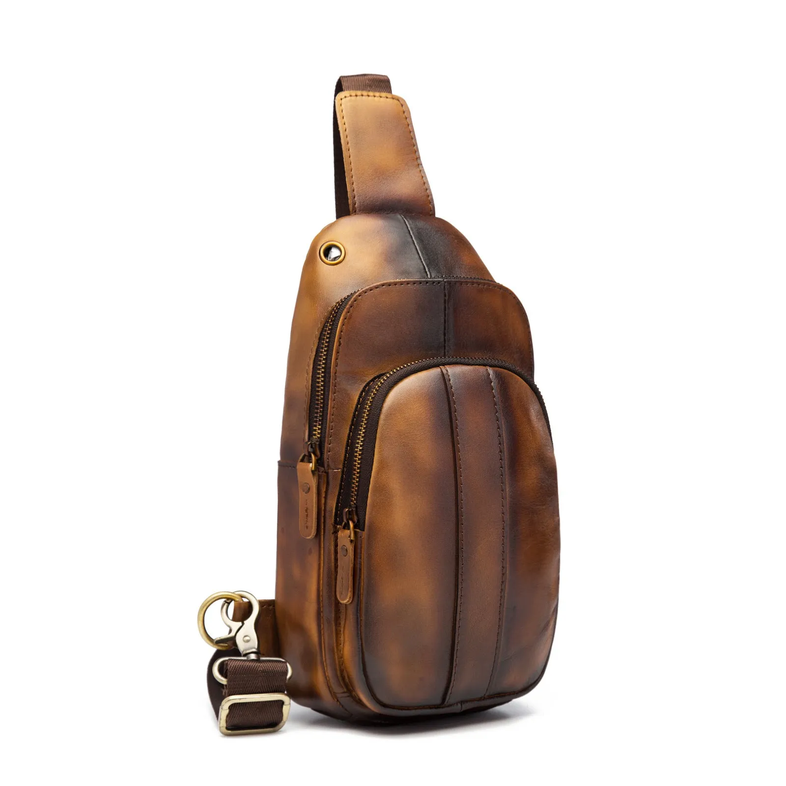 Brown Leather Sling Backpack Crossbody Sling Backpack Best Cross Body Sling Bag Mens Leather Sling Bags
