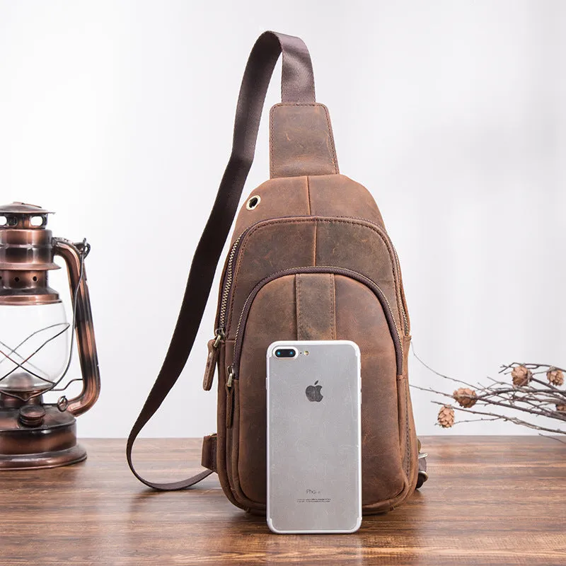 Brown Leather Sling Backpack Crossbody Sling Backpack Best Cross Body Sling Bag Mens Leather Sling Bags