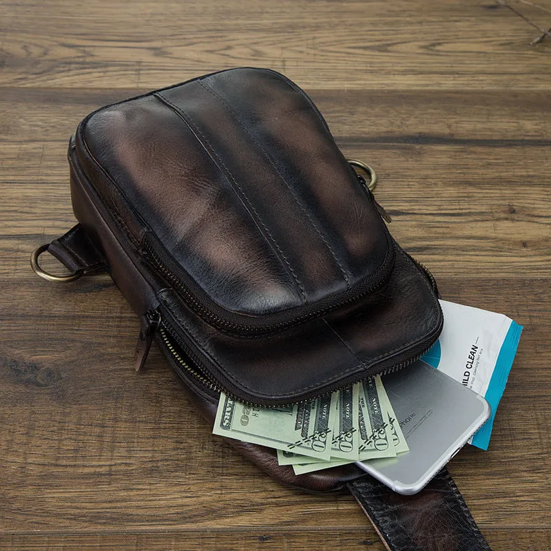 Brown Leather Sling Backpack Crossbody Sling Backpack Best Cross Body Sling Bag Mens Leather Sling Bags