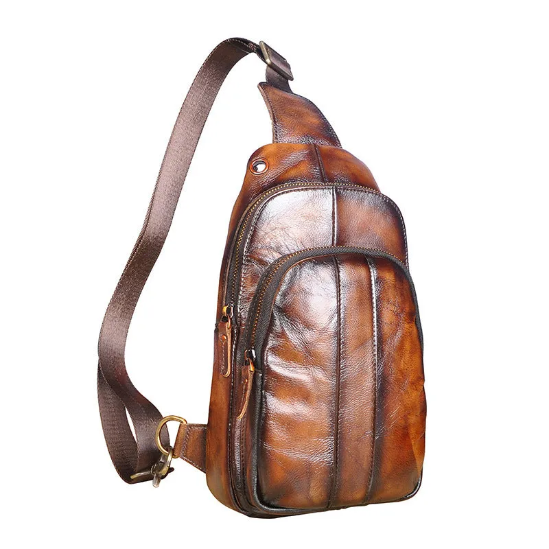 Brown Leather Sling Backpack Crossbody Sling Backpack Best Cross Body Sling Bag Mens Leather Sling Bags