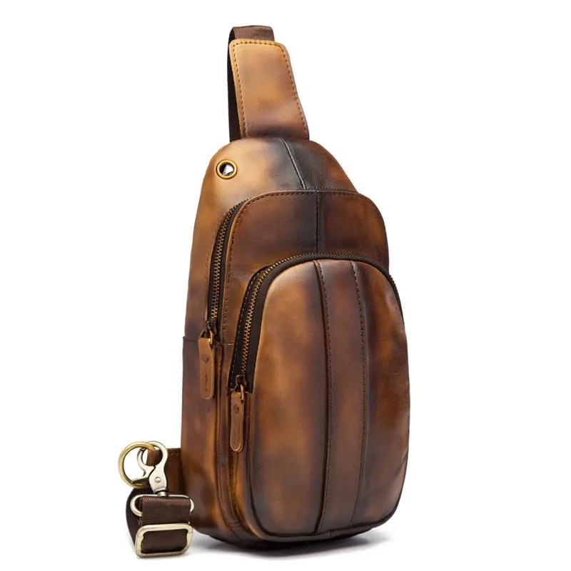 Brown Leather Sling Backpack Crossbody Sling Backpack Best Cross Body Sling Bag Mens Leather Sling Bags