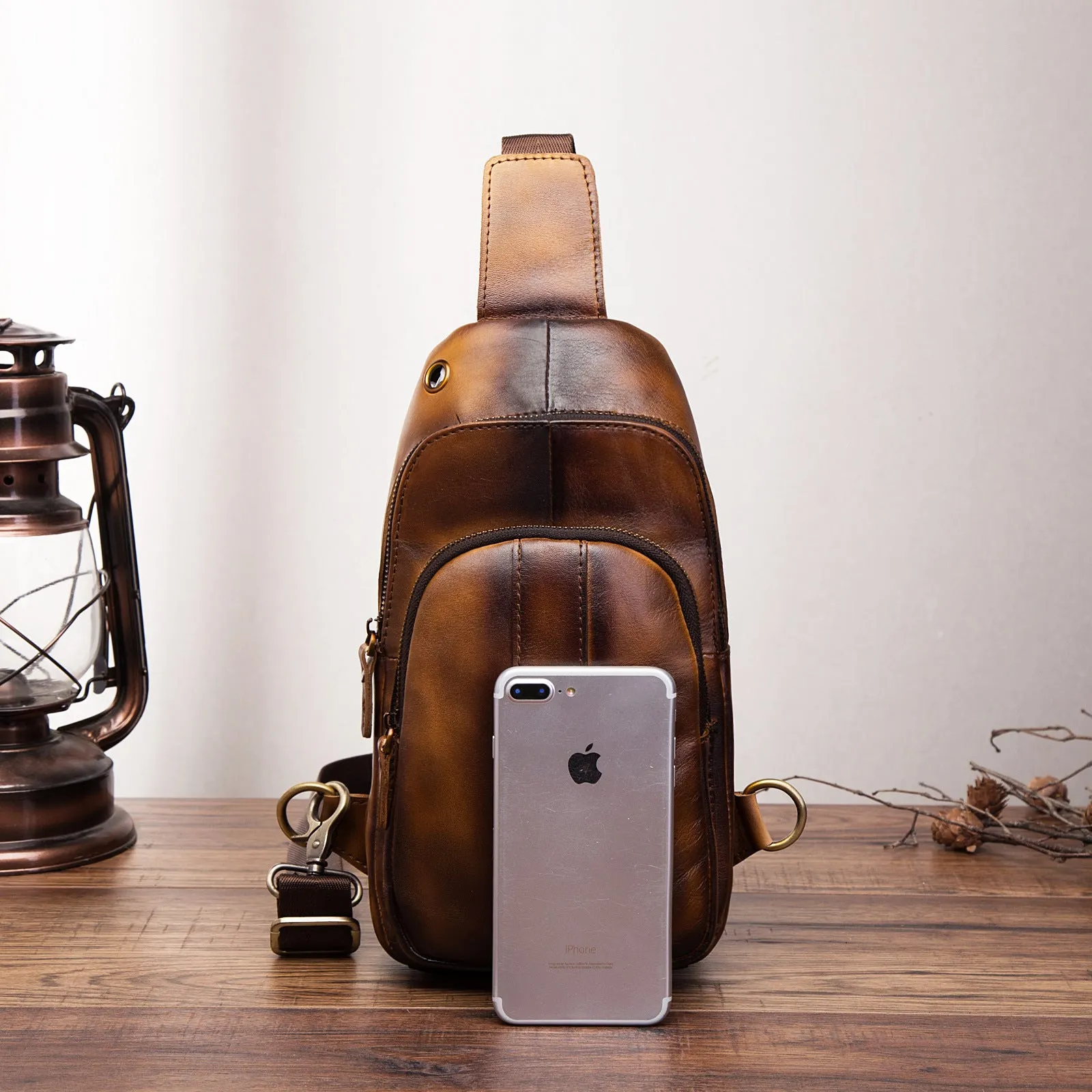 Brown Leather Sling Backpack Crossbody Sling Backpack Best Cross Body Sling Bag Mens Leather Sling Bags