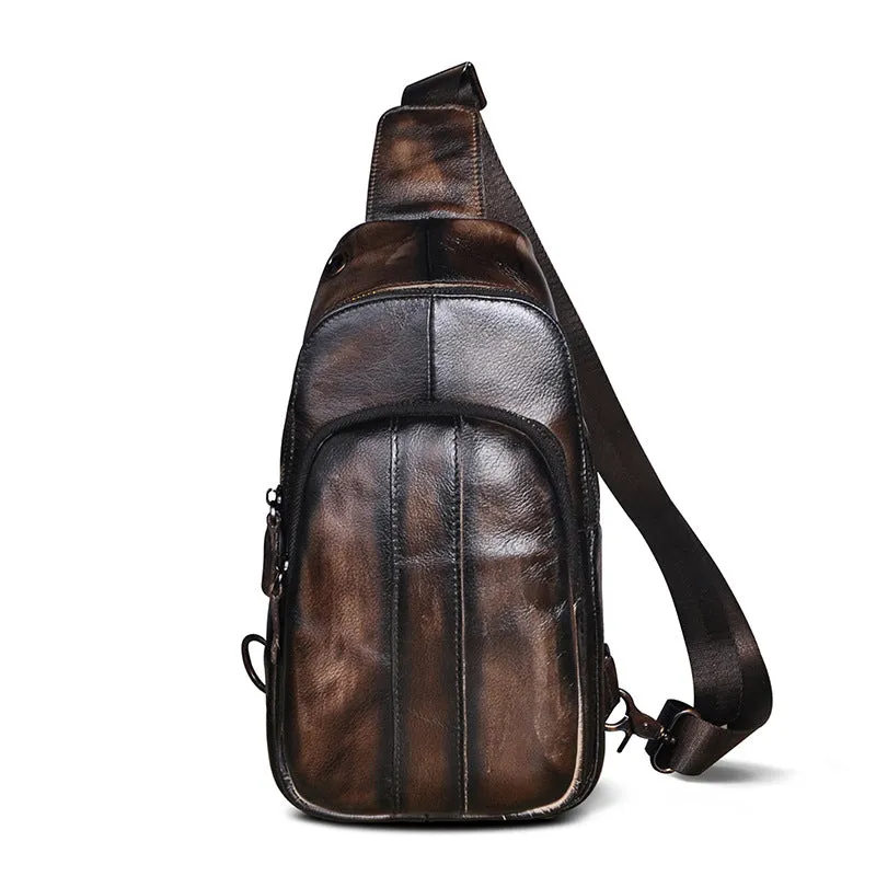 Brown Leather Sling Backpack Crossbody Sling Backpack Best Cross Body Sling Bag Mens Leather Sling Bags