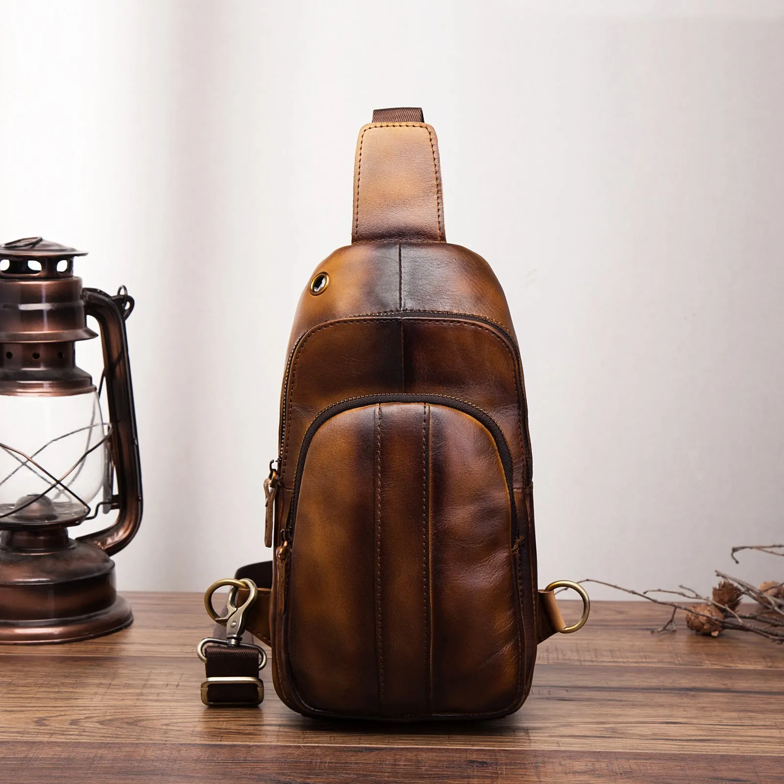 Brown Leather Sling Backpack Crossbody Sling Backpack Best Cross Body Sling Bag Mens Leather Sling Bags