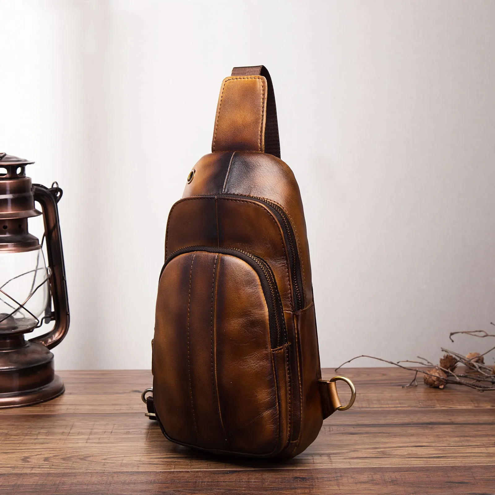 Brown Leather Sling Backpack Crossbody Sling Backpack Best Cross Body Sling Bag Mens Leather Sling Bags