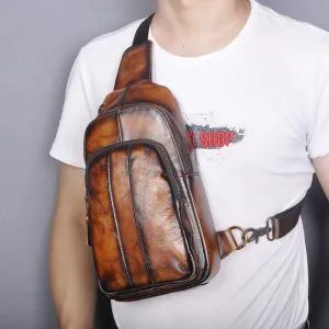 Brown Leather Sling Backpack Crossbody Sling Backpack Best Cross Body Sling Bag Mens Leather Sling Bags