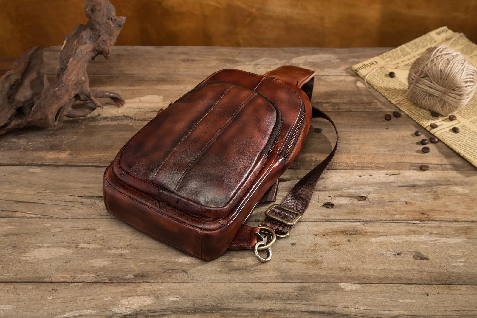 Brown Leather Sling Backpack Crossbody Sling Backpack Best Cross Body Sling Bag Mens Leather Sling Bags