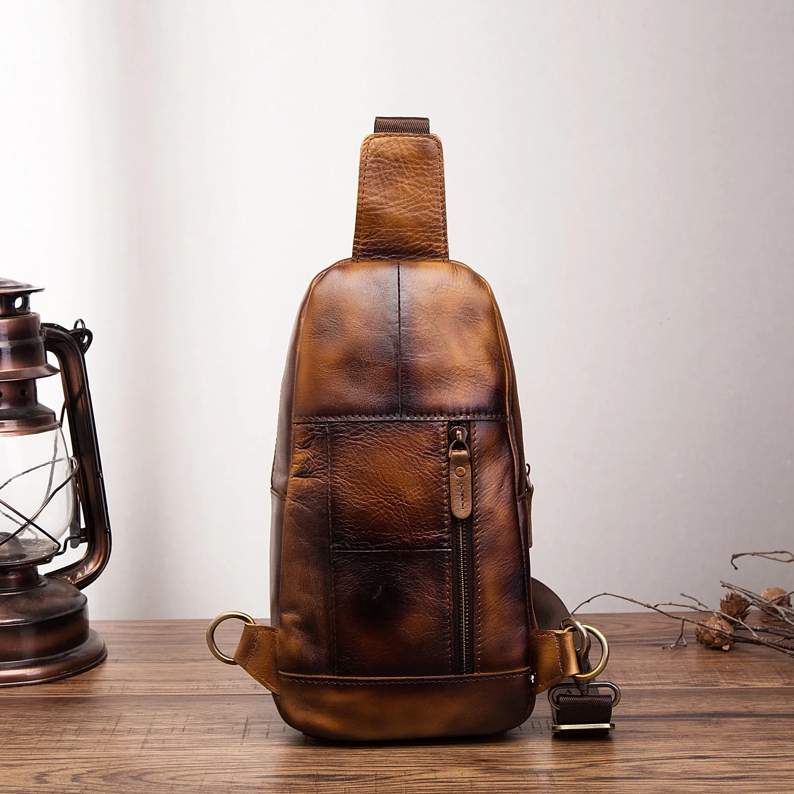 Brown Leather Sling Backpack Crossbody Sling Backpack Best Cross Body Sling Bag Mens Leather Sling Bags