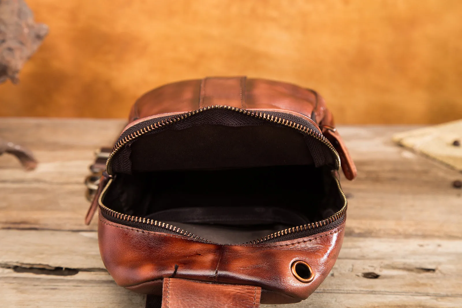 Brown Leather Sling Backpack Crossbody Sling Backpack Best Cross Body Sling Bag Mens Leather Sling Bags